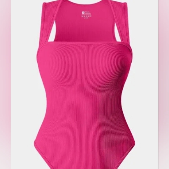 OQQ Tops - NEW OQQ Large Neon Pink Ribbed Women's Tank Sleeveless Bodysuit Shapewear